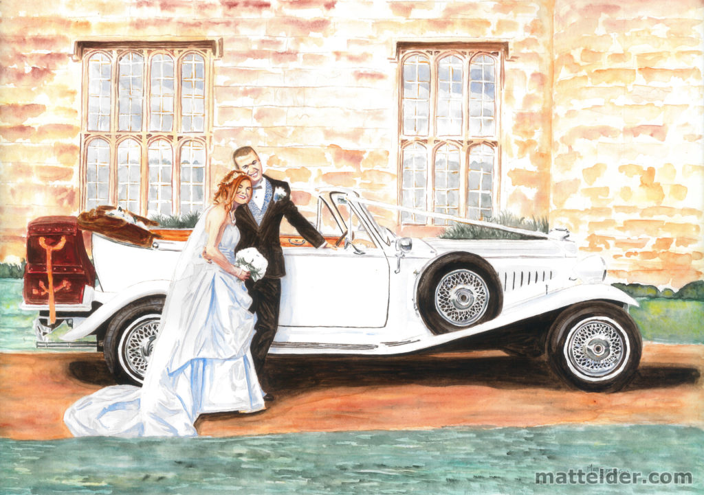 Wedding Couple Car Leeds Castle - Wedding Painting